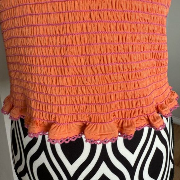 NWT Rails Maxine Fully Smocked Ruffle Lined Top in Papaya - Picture 10 of 11